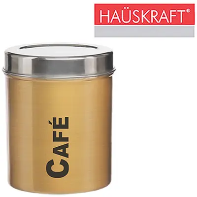 POTE DE INOX REDONDO CAFE DOURADO COM TAMPA VIENA HAUSKRAFT 1L