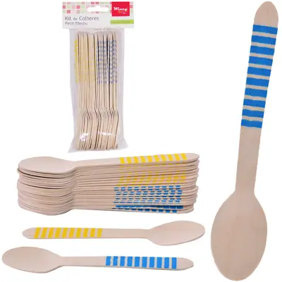 COLHER DE BAMBU PETIT COM 24 PECAS 16X3,5CM