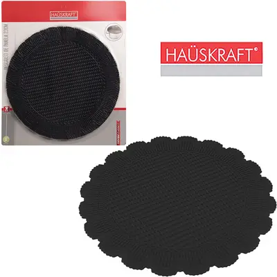 DESCANSO DE PANELA DE SILICONE REDONDO PRETO HAUSKRAFT COM 2 PECAS 23CM DE Ø NA CARTELA
