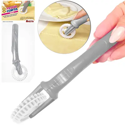 CARRETILHA CORTADOR DE MASSAS DE PLASTICO FECHA CORTA 17CM