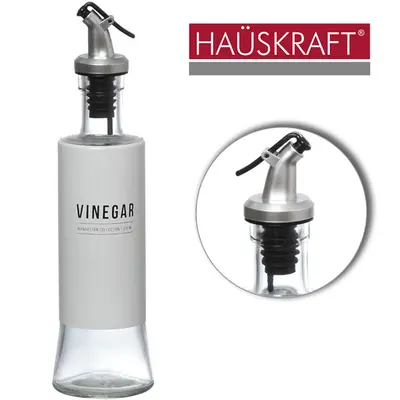 VINAGREIRO DE VIDRO / INOX COM BICO DOSADOR DE PLASTICO BRANCO HAUSKRAFT 310ML