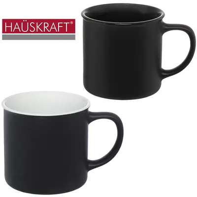CANECA DE PORCELANA PRETA FOSCA HAUSKRAFT 310ML
