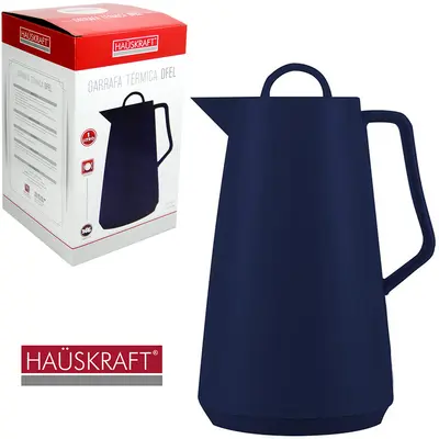 GARRAFA TERMICA COM AMPOLA DE VIDRO OFEL AZUL HAUSKRAFT 1L