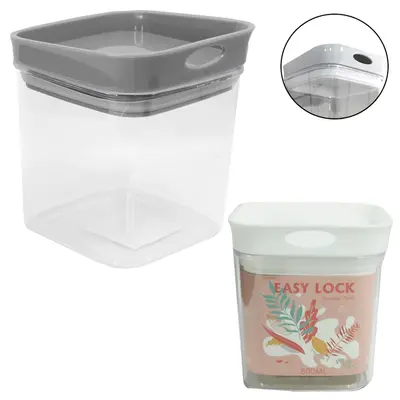 POTE DE ACRILICO QUADRADO EMPILHAVEL COM TAMPA HERMETICA 600ML
