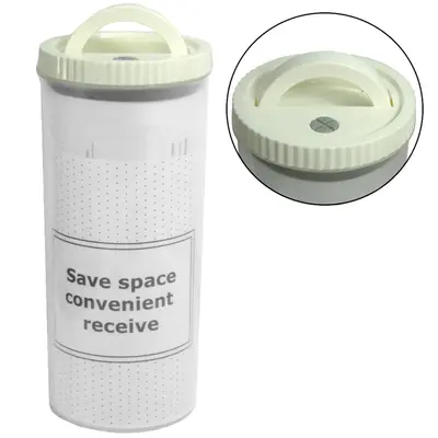 POTE DE PLASTICO REDONDO EMPILHAVEL COM TAMPA HERMETICA + ALCA 1000ML