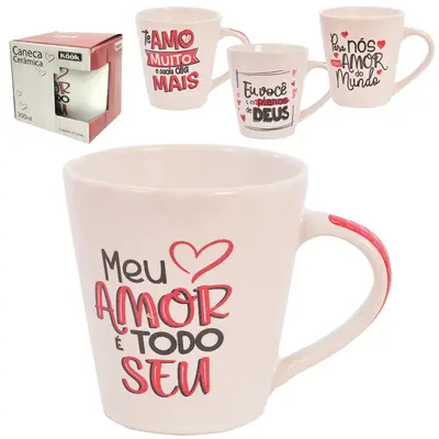 CANECA DE PORCELANA FRASES 300ML