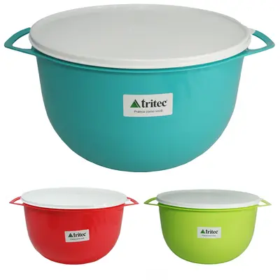 BACIA DE PLASTICO REDONDA COM ALCA + TAMPA 6L