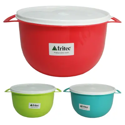 BACIA DE PLASTICO REDONDA COM ALCA + TAMPA 3,6L