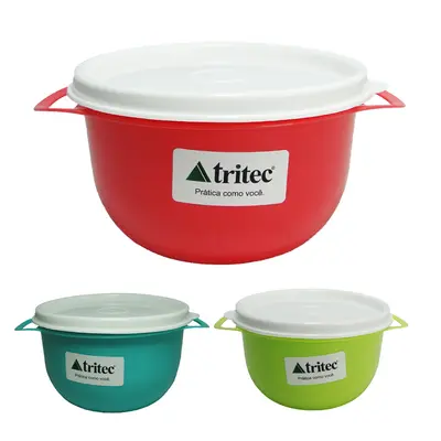 BACIA DE PLASTICO REDONDA COM ALCA + TAMPA 500ML