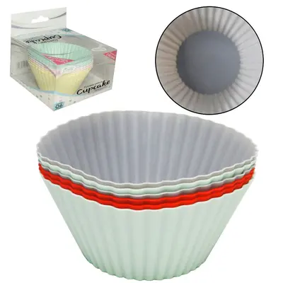 FORMA DE SILICONE REDONDA PARA CUPCAKE COLORS COM 6 PECAS 3X7CM DE Ø