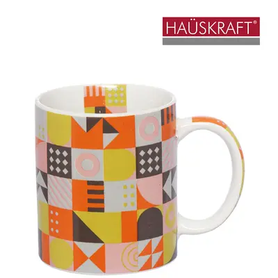 CANECA DE PORCELANA GEOMETRICO HAUSKRAFT 330ML