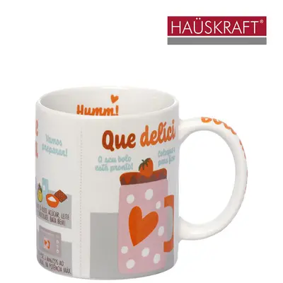 CANECA DE PORCELANA RECEITA HAUSKRAFT 330ML