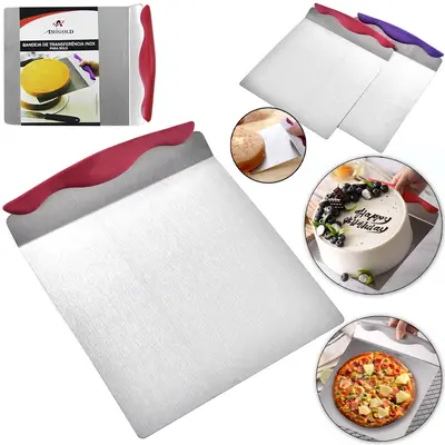 BANDEJA DE INOX DE TRANSFERENCIA PARA BOLO CABO PLASTICO 25X20,3X3,5CM