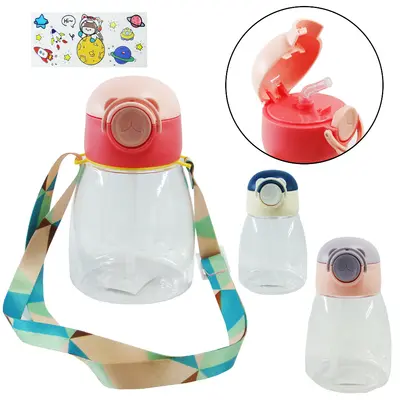 GARRAFA SQUEEZE DE PLASTICO AS COM CANUDO + ADESIVO + BOTAO + TRAVA 550ML