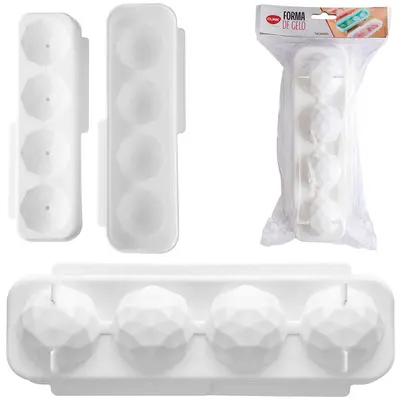FORMA DE GELO COM 4 CAVIDADES DE PLASTICO COM TAMPA 24,5X8,8X6,5CM NA SOLAPA