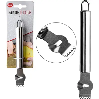 CORTADOR DESCASCADOR RALADOR DE LEGUMES / FRUTAS DE INOX 16,5CM NA CARTELA