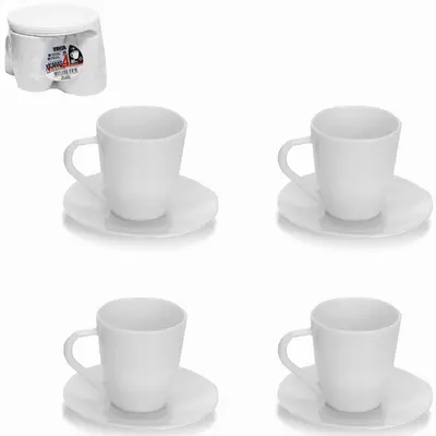 JOGO DE XICARA DE ACRILICO COM PIRES PARA CAFE BRANCA COM 8 PECAS 80ML