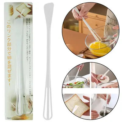 ESPATULA PATE / MANTEIGA E BATEDOR DE CLARA FOUET MANUAL DE PLASTICO 2 EM 1 23CM