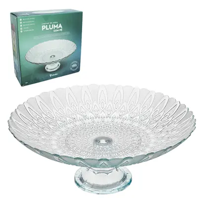 CENTRO DE MESA DE VIDRO REDONDO COM PE PLUMA 15X38CM DE Ø NA CAIXA