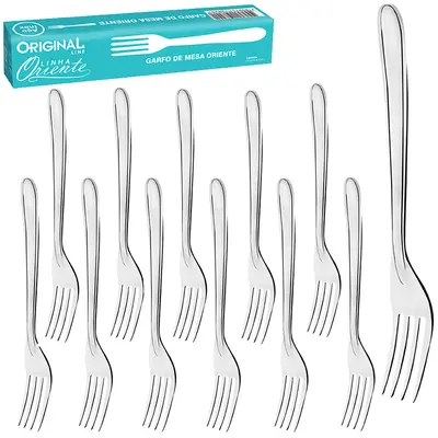 GARFO DE MESA DE INOX ORIENTE COM 12 PECAS 18CM