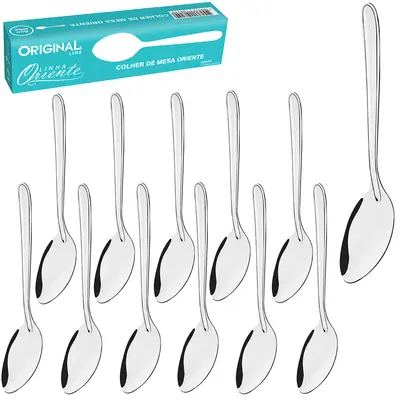 COLHER DE MESA DE INOX ORIENTE COM 12 PECAS 18CM