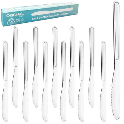 FACA DE CHURRASCO DE INOX ORIENTE COM 12 PECAS 21CM