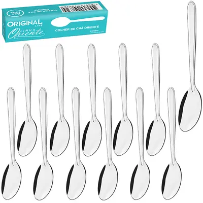 COLHER DE CHA DE INOX ORIENTE COM 12 PECAS 14CM