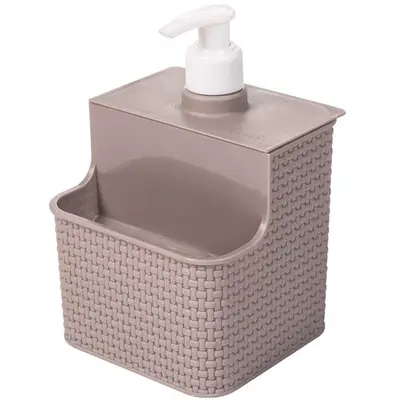 DISPENSER PORTA DETERGENTE / ESPONJA DE PLASTICO RATTAN 500ML 16X10,5X10CM