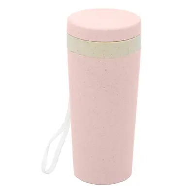 COPO TERMICO DE BAMBU ECOLOGICO COM PAREDE DUPLA + TAMPA E ALCA ROSA 310ML