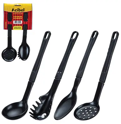 KIT COM COLHER / CONCHA / ´PEGADOR / ESCUMADEIRA DE NYLON ANTIADERENTE