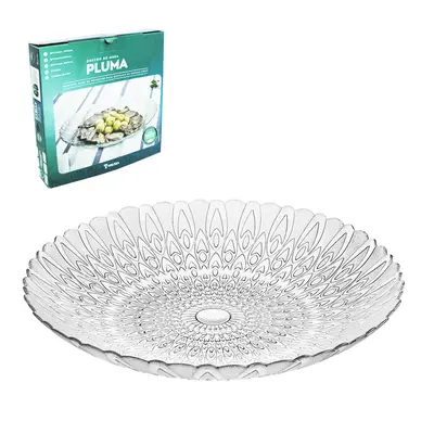 CENTRO DE MESA DE VIDRO REDONDO PLUMA 6X37CM DE Ø