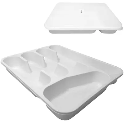 PORTA TALHER DE GAVETA DE PLASTICO COM 5 DIVISORIAS + TAMPA 34X26,5X5,5CM