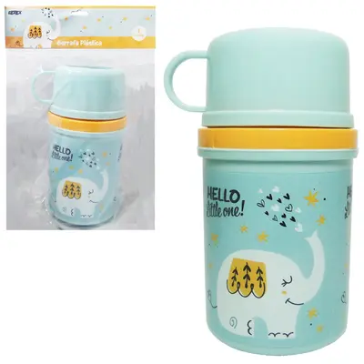 GARRAFA DE PLASTICO PP ELEFANTE COM CANECA TAMPA 280/150ML