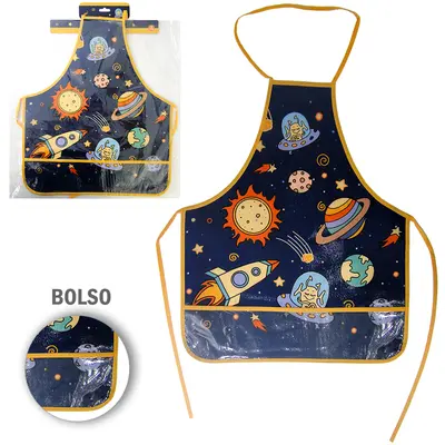 AVENTAL DE POLIESTER INFANTIL COM BOLSO ESPAÇO 51X41CM