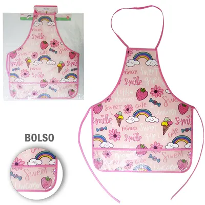 AVENTAL DE POLIESTER INFANTIL COM BOLSO SWEET GIRL 51X41CM