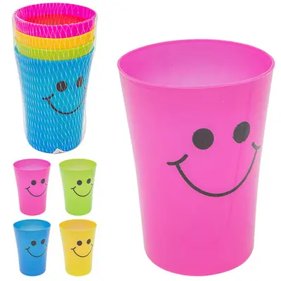 COPO DE PLASTICO CARINHA FELIZ COM 4 PECAS 350ML