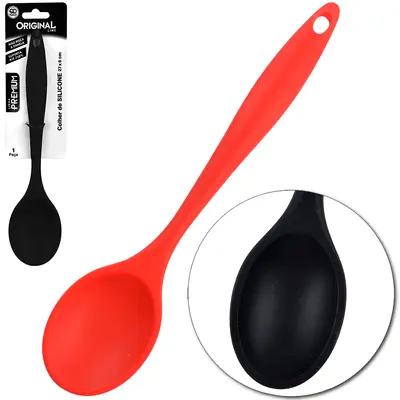COLHER DE ARROZ DE SILICONE VERMELHO E PRETO PREMIUM 27X6CM TD