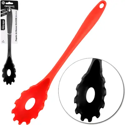 PEGADOR DE MASSAS DE SILICONE VERMELHO E PRETO PREMIUM 28,5X5CM TD