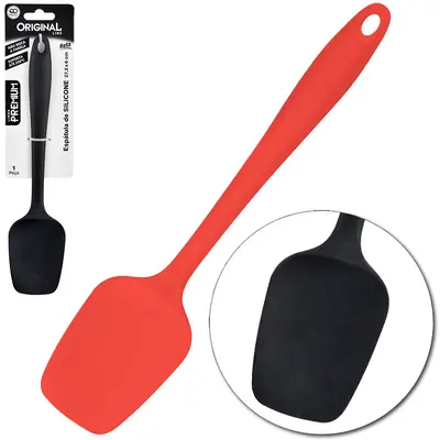ESPATULA DE SILICONE MULTIUSO VERMELHO E PRETO PREMIUM 27,5X6CM TD
