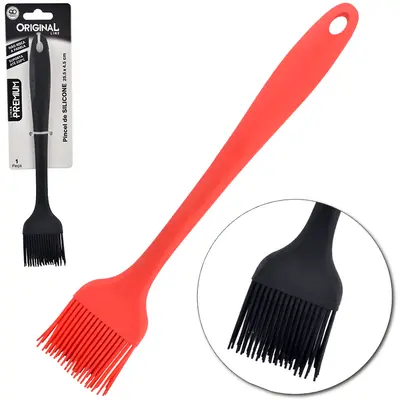 PINCEL CULINARIO DE SILICONE VERMELHO E PRETO PREMIUM 25,5X4,5CM TD