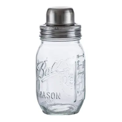 COQUETELEIRA SHAKEIRA DE VIDRO COM TAMPA DE INOX MASON 500ML