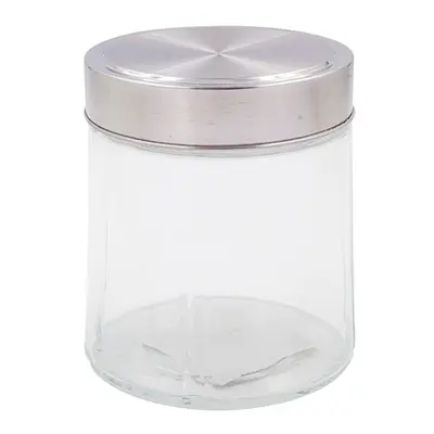 POTE DE VIDRO REDONDO COM TAMPA DE INOX 750ML