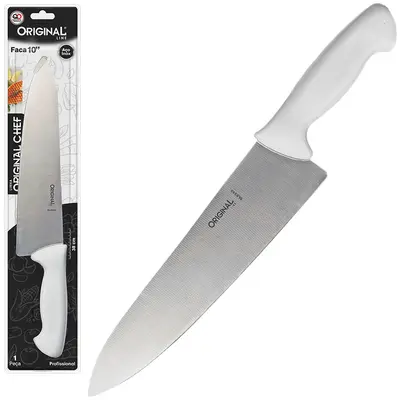 FACA DE CARNE / PEIXEIRA DE INOX 10'' CABO PLASTICO BRANCO CHEF