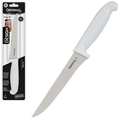 FACA DE CARNE / PEIXEIRA DE INOX 6'' CABO PLASTICO BRANCO DESIGN