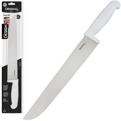 FACA DE CARNE / ACOUGUEIRO DE INOX 12'' CABO PLASTICO BRANCO DESIGN