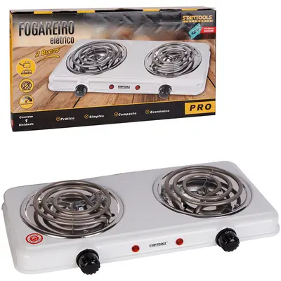 FOGAREIRO / FOGAO ELETRICO PORTATIL ESPIRAL 2 BOCAS 127V BRANCO 2000W PRO