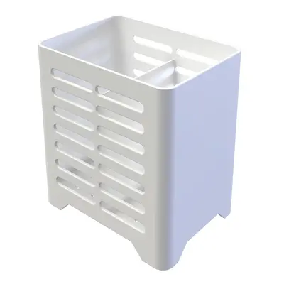 PORTA TALHER / ESCORREDOR DE TALHER DE PLASTICO COM 2 DIVISORIAS SMILE BRANCO 13,5X13X9,5CM