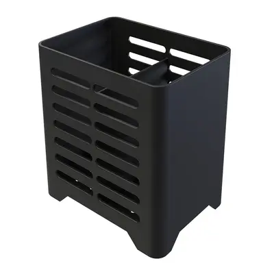 PORTA TALHER / ESCORREDOR DE TALHER DE PLASTICO COM 2 DIVISORIAS SMILE PRETO 13,5X13X9,5CM