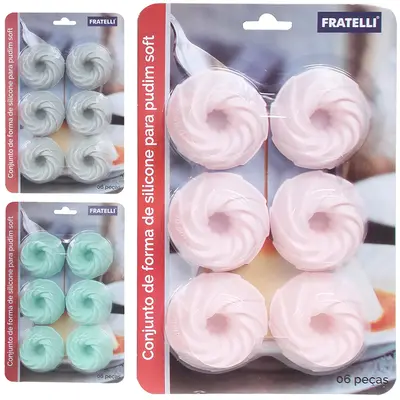 FORMA DE SILICONE REDONDA PARA CUPCAKE COM 6 PECAS 3X6,5CM DE Ø