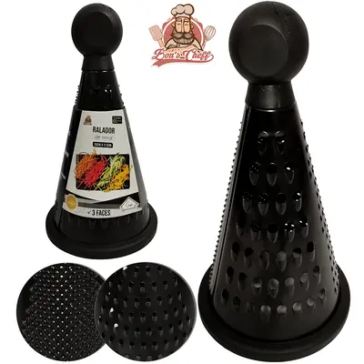 RALADOR DE INOX 3 FACES SILICONE BLACK 8'' 20X11,5CM BONS CHEFF